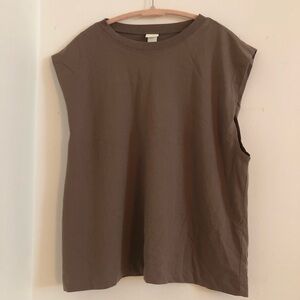 H&M 100% Cotton Earthy Brown  Boxy Tank Top
Size-M